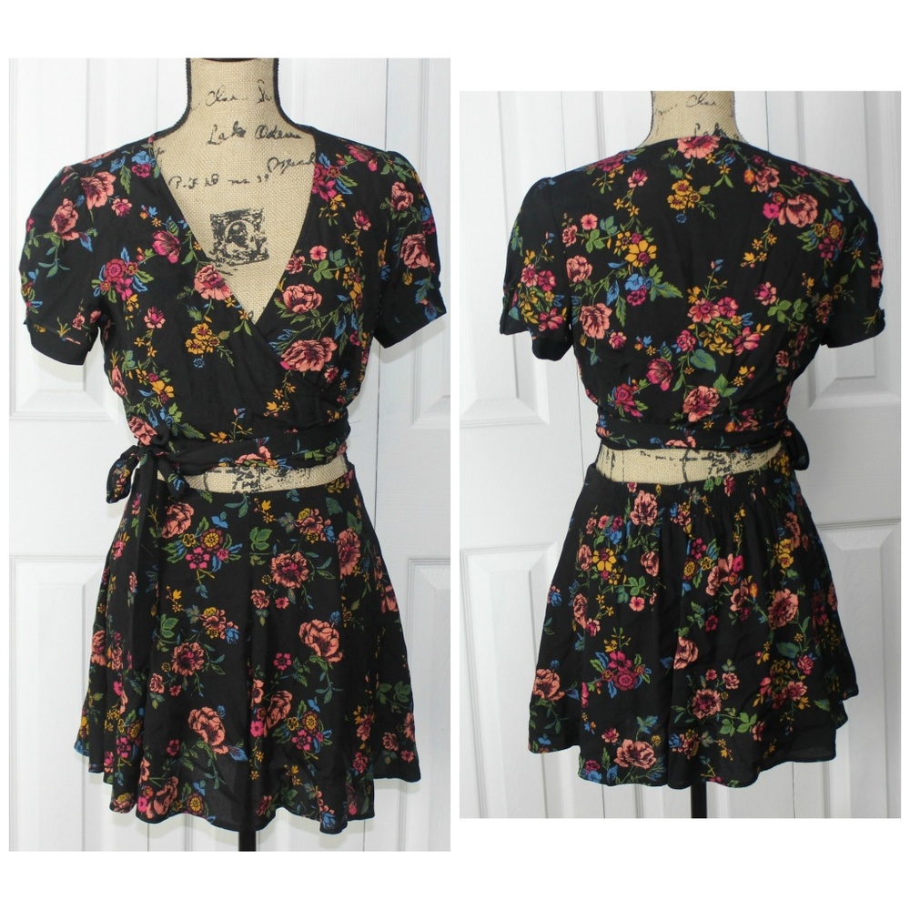 Forever 21 wrap crop top with matching skirt